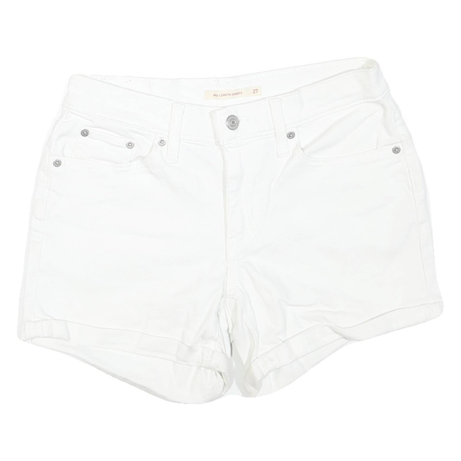 LEVI'S Womens White Casual Shorts XS W27 Cotton Blend Mid Length