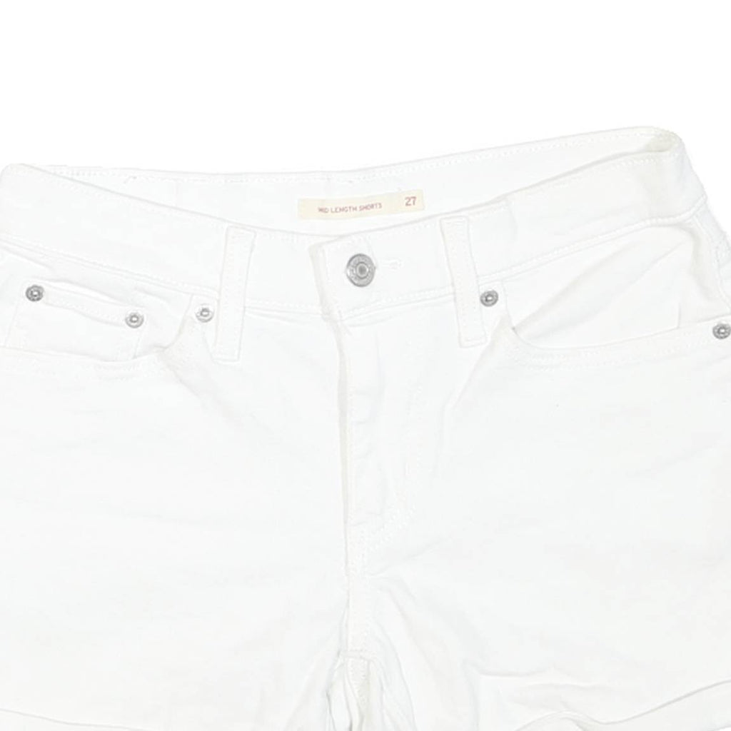 LEVI'S Womens White Casual Shorts XS W27 Cotton Blend Mid Length