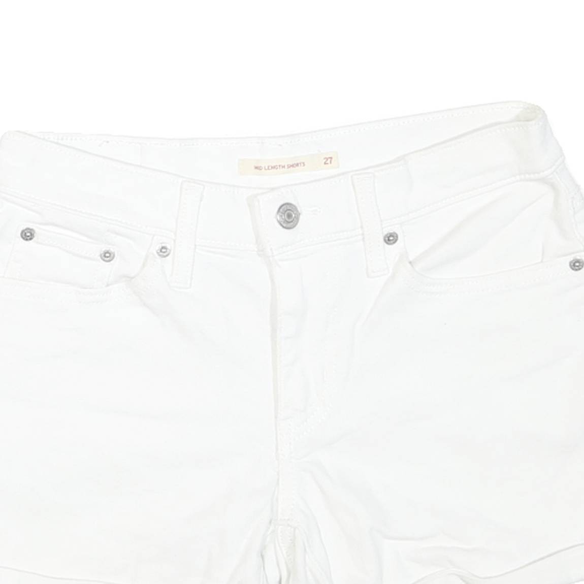 LEVI'S Womens White Casual Shorts XS W27 Cotton Blend Mid Length