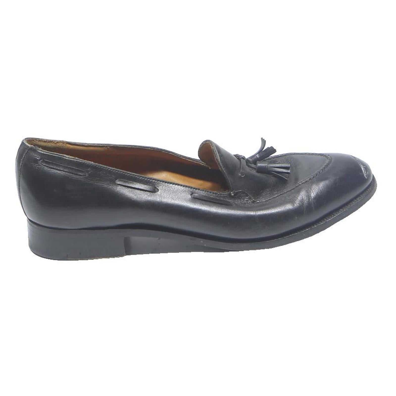 JM WESTON Mens Tassel Loafers Black Leather UK 11 Classic Formal Slip On Shoes