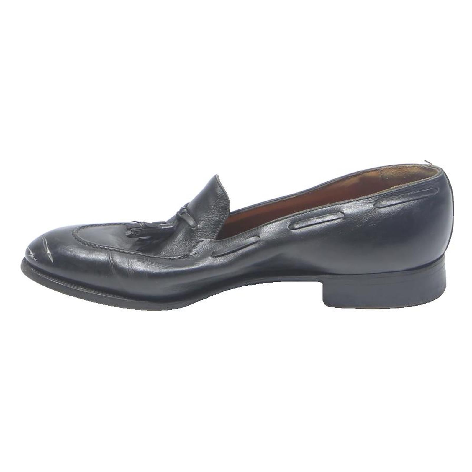 JM WESTON Mens Tassel Loafers Black Leather UK 11 Classic Formal Slip On Shoes