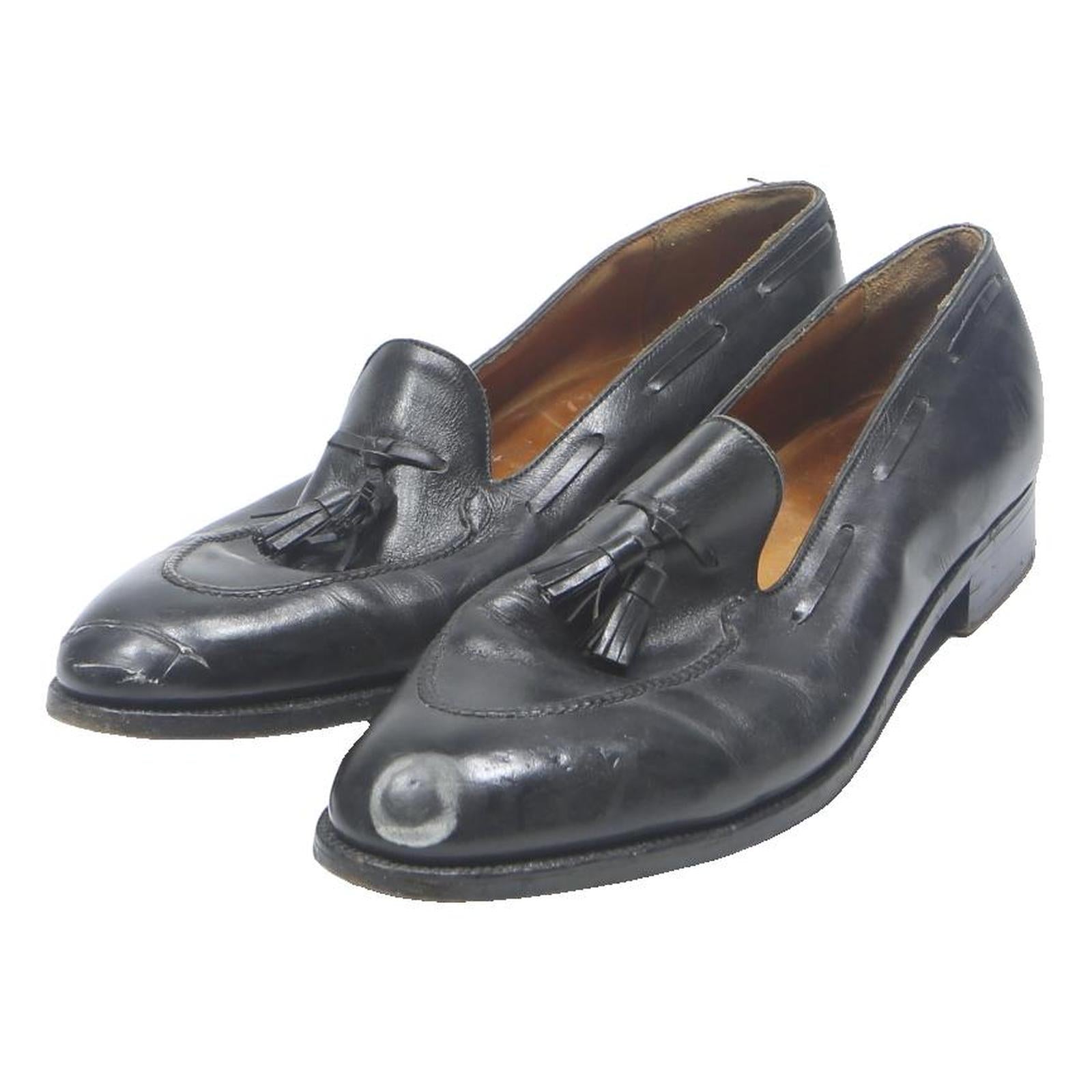 JM WESTON Mens Tassel Loafers Black Leather UK 11 Classic Formal Slip On Shoes