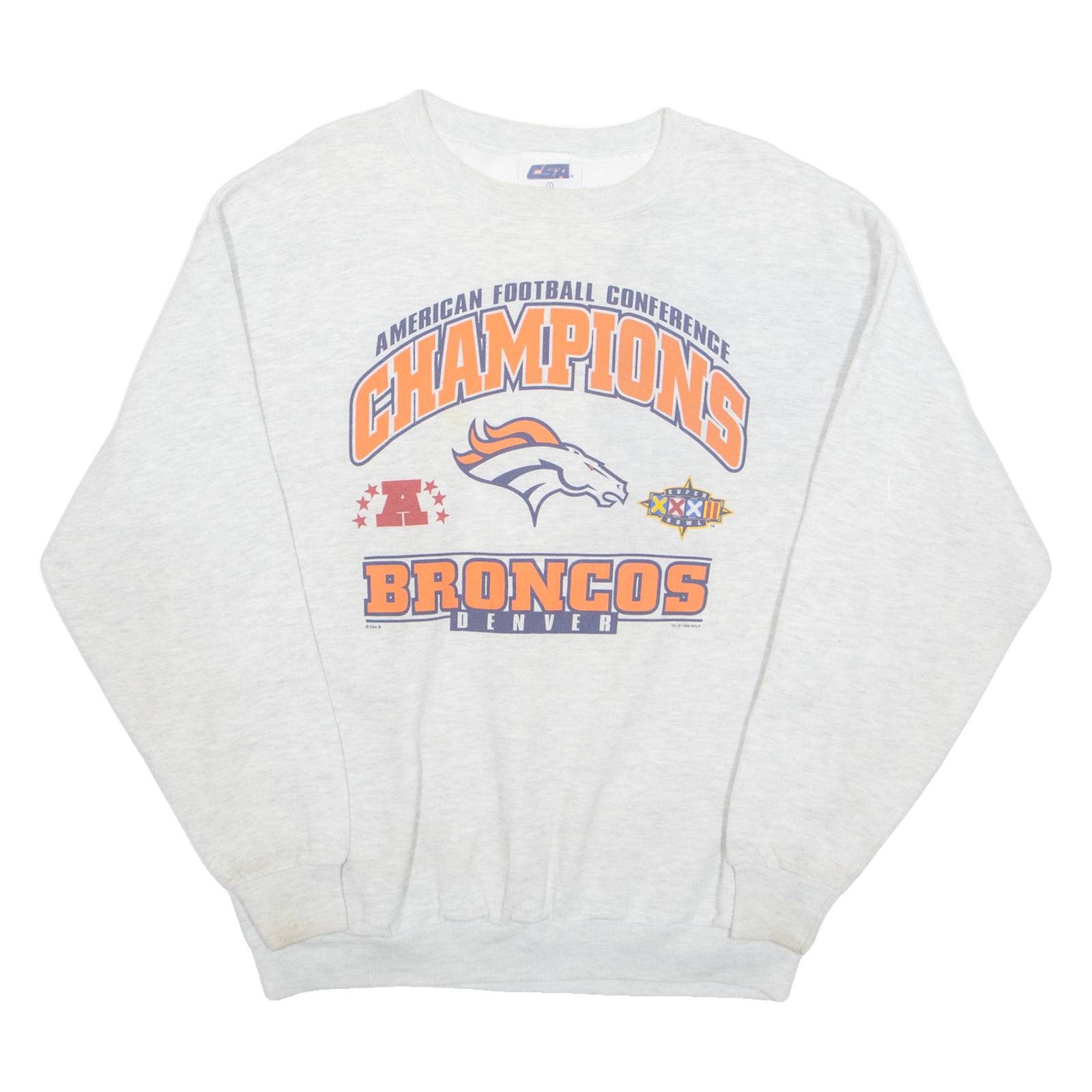 CSA Denver Broncos NFL Mens Sweatshirt Grey 90s USA L
