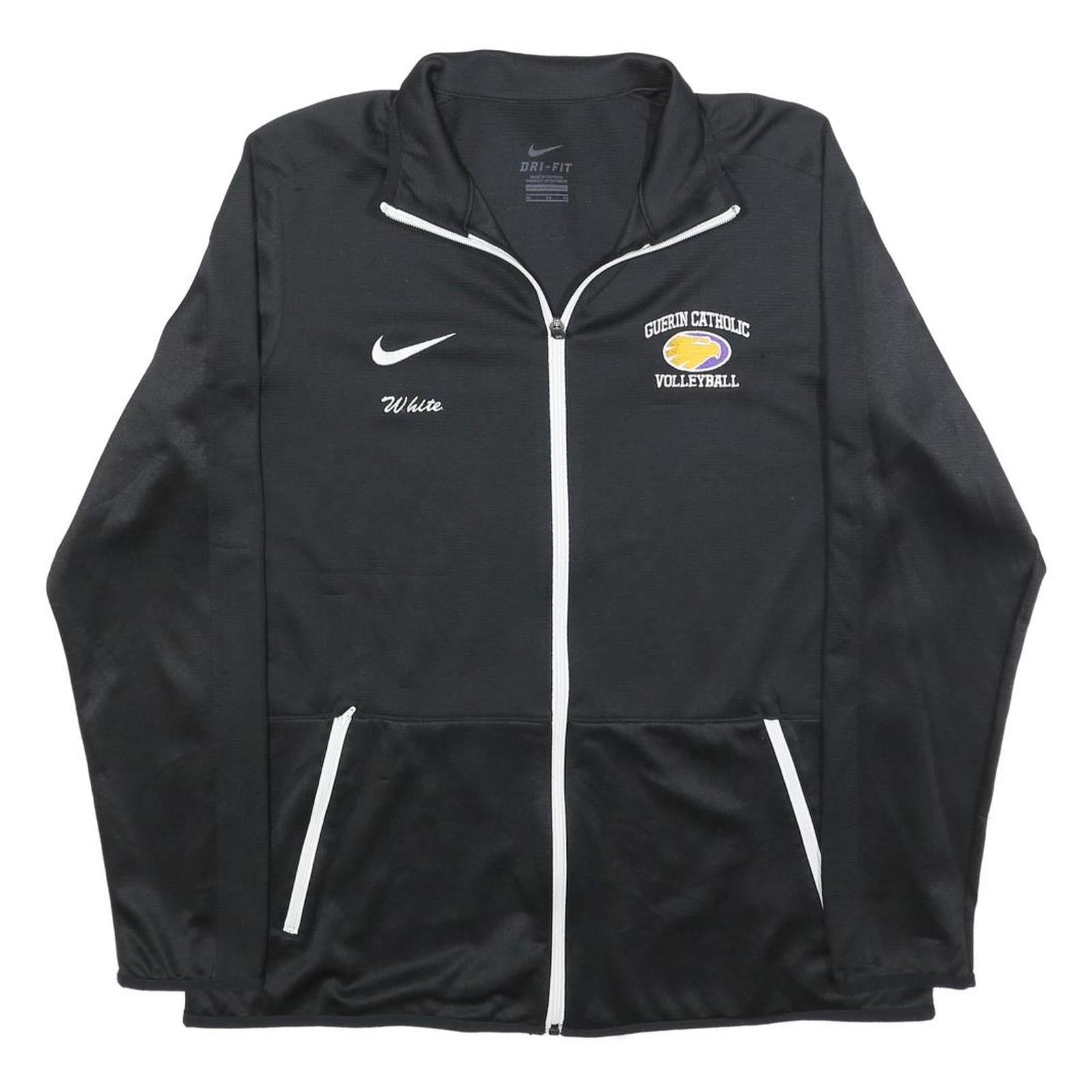 NIKE Mens Black White Guerin Catholic Volleyball Zip Jacket XL Polyester Blend