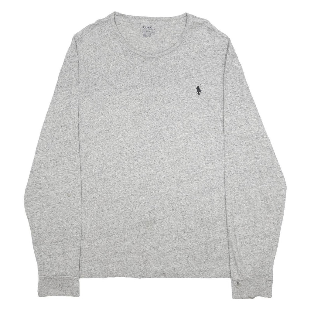 POLO RALPH LAUREN Mens Grey XL Long Sleeve Crew Neck Cotton Logo T-Shirt