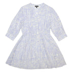 EMPORIO ARMANI Womens Blue Silk Blend Day Dress Abstract Print 3/4 Sleeve L