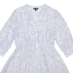 EMPORIO ARMANI Womens Blue Silk Blend Day Dress Abstract Print 3/4 Sleeve L