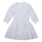 EMPORIO ARMANI Womens Blue Silk Blend Day Dress Abstract Print 3/4 Sleeve L