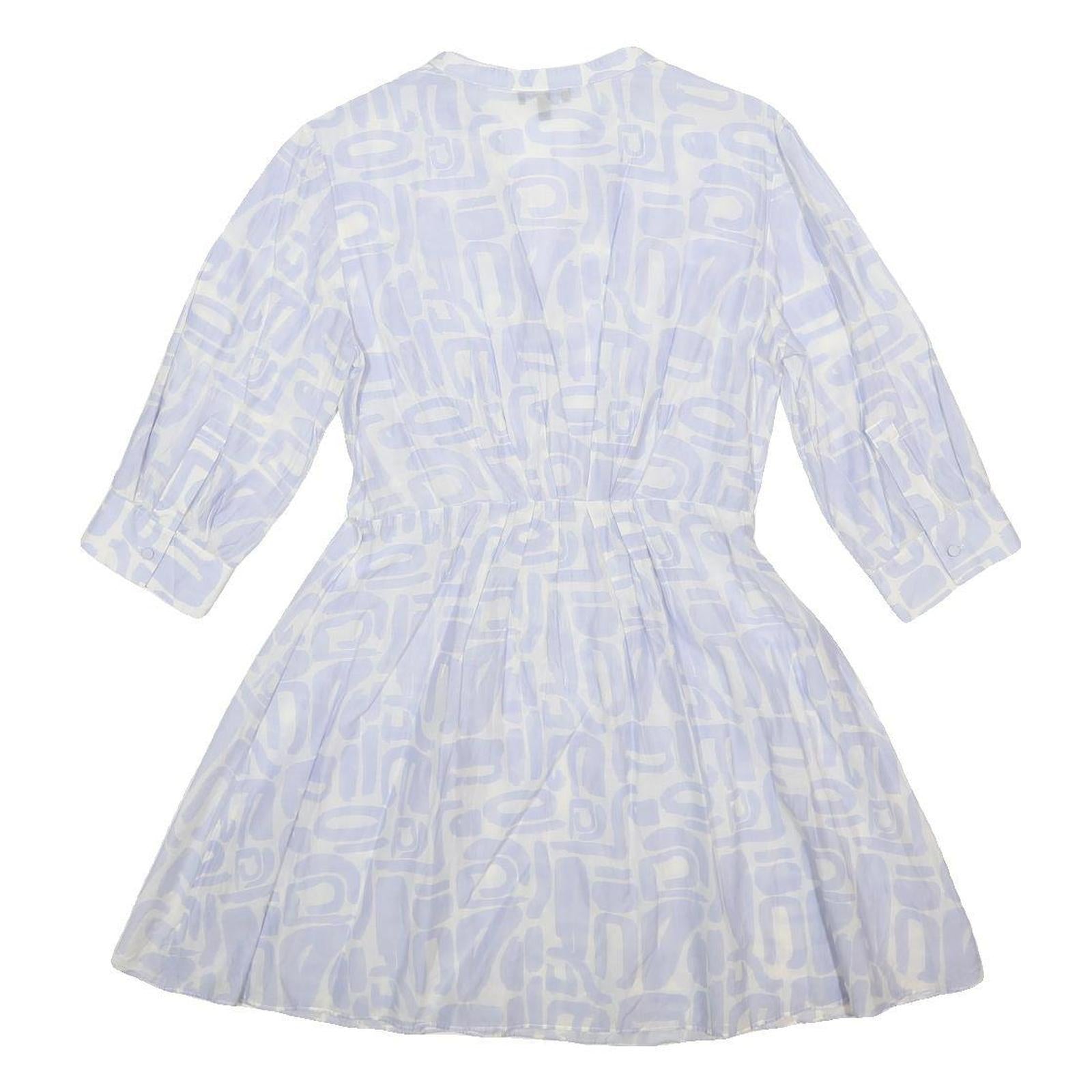 EMPORIO ARMANI Womens Blue Silk Blend Day Dress Abstract Print 3/4 Sleeve L