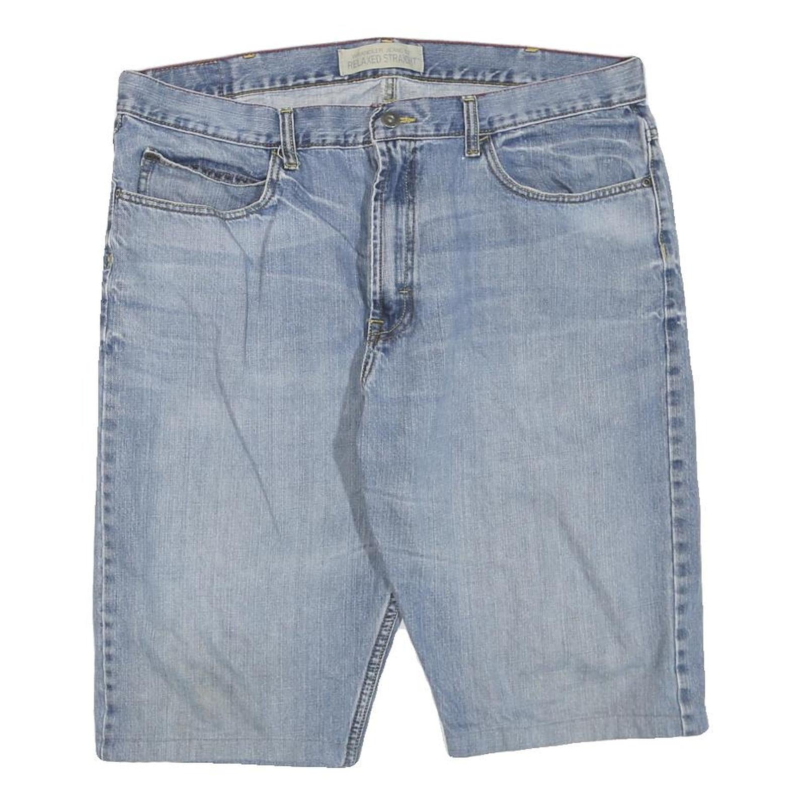 WRANGLER Mens Denim Blue Relaxed Straight Shorts XL W38 Cotton Blend Casual