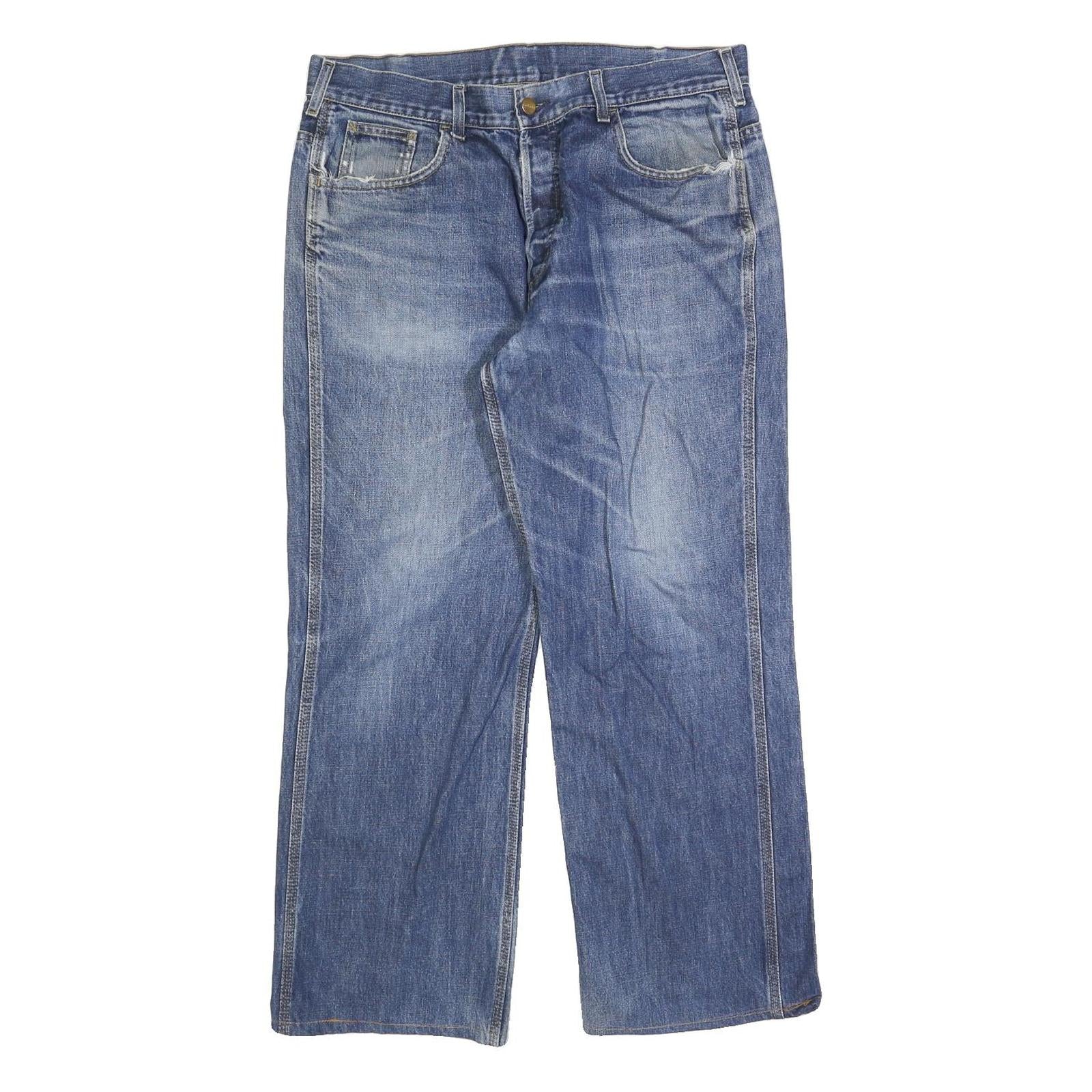 CARHARTT Mens Jeans Blue Relaxed Straight Denim Medium W33 L28 Workwear Button