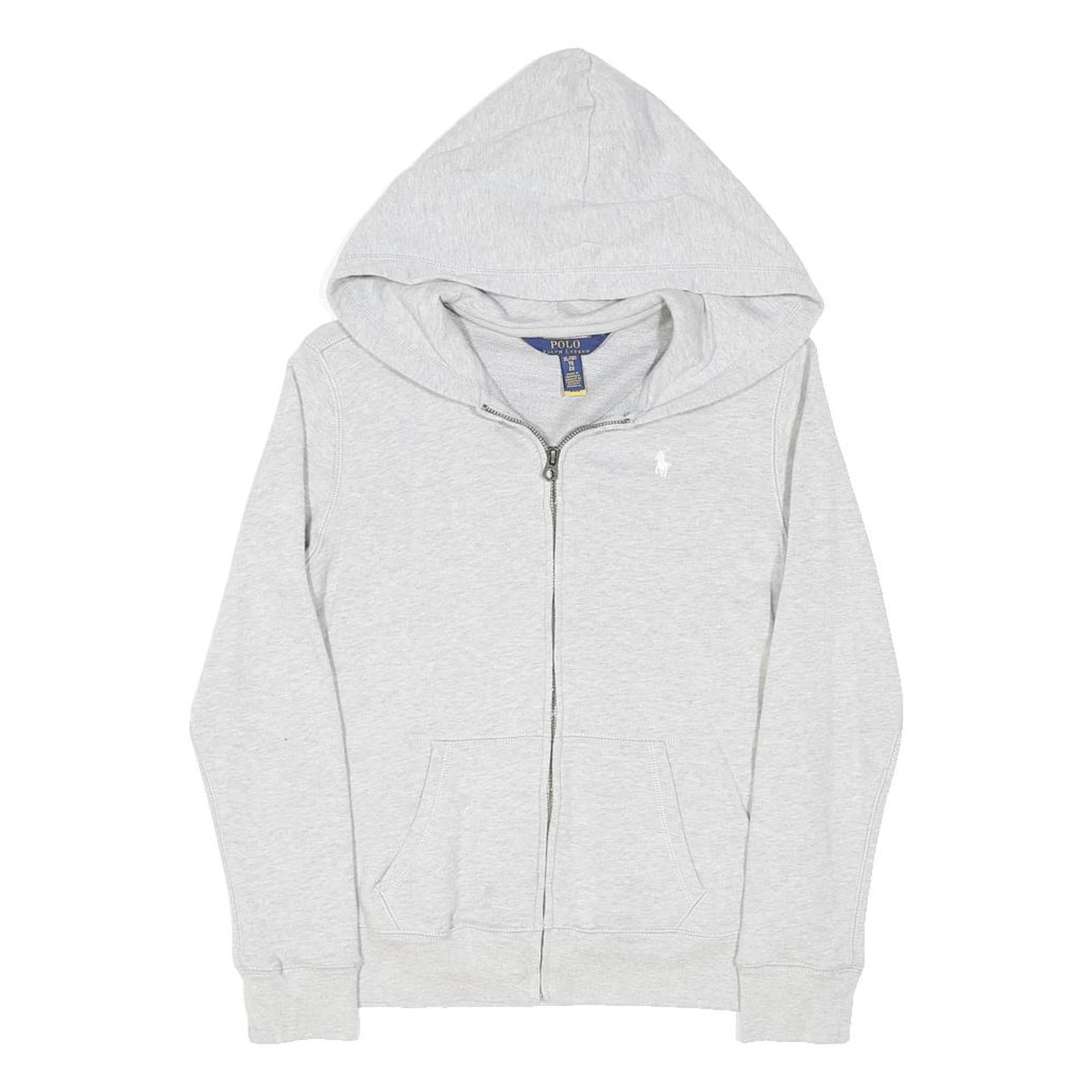 POLO RALPH LAUREN Girls Grey Zip Up Hoodie 16Y Lightweight Cotton Blend