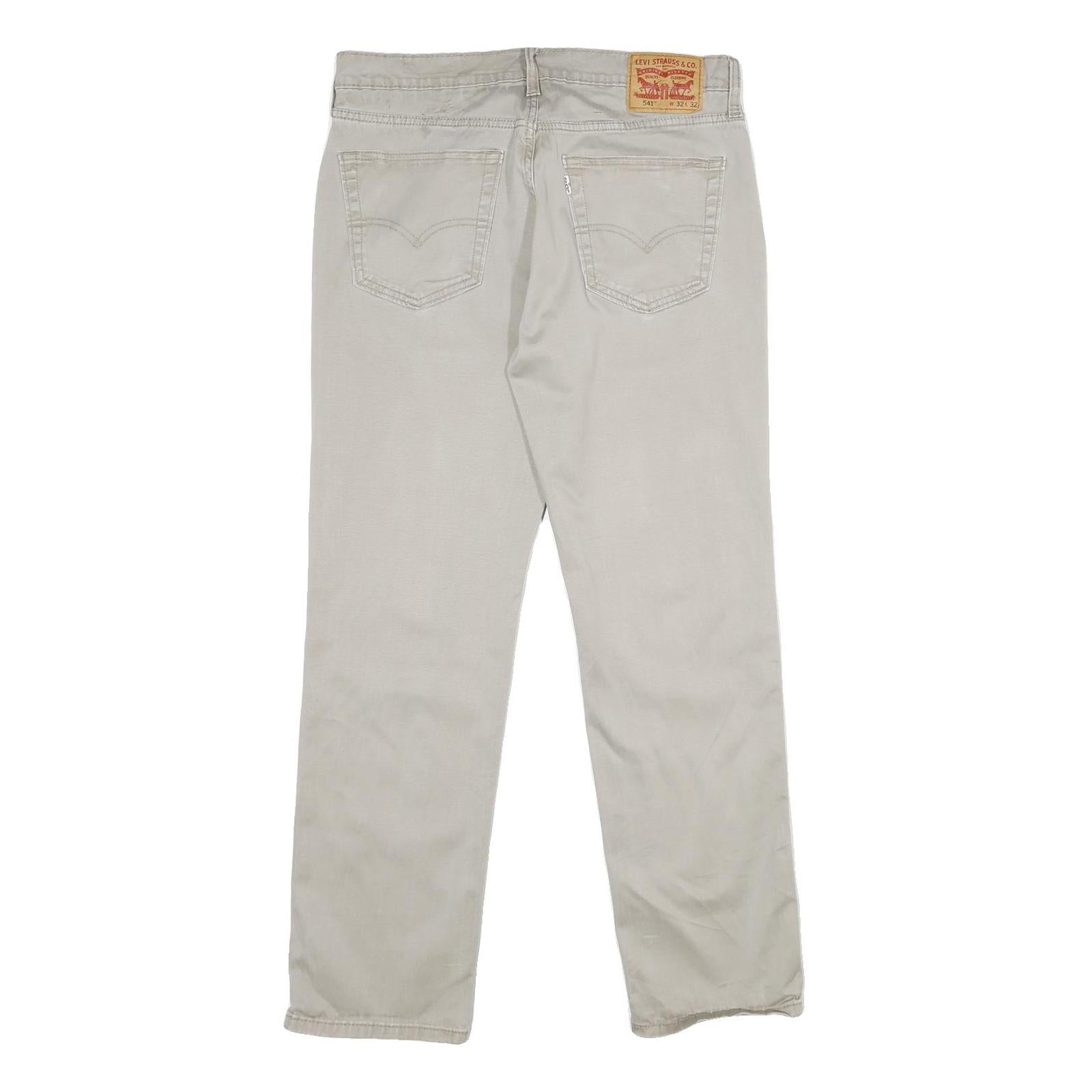 LEVI'S Mens Regular Beige Trousers W32 L32 Cotton Blend Zip Classic Straight