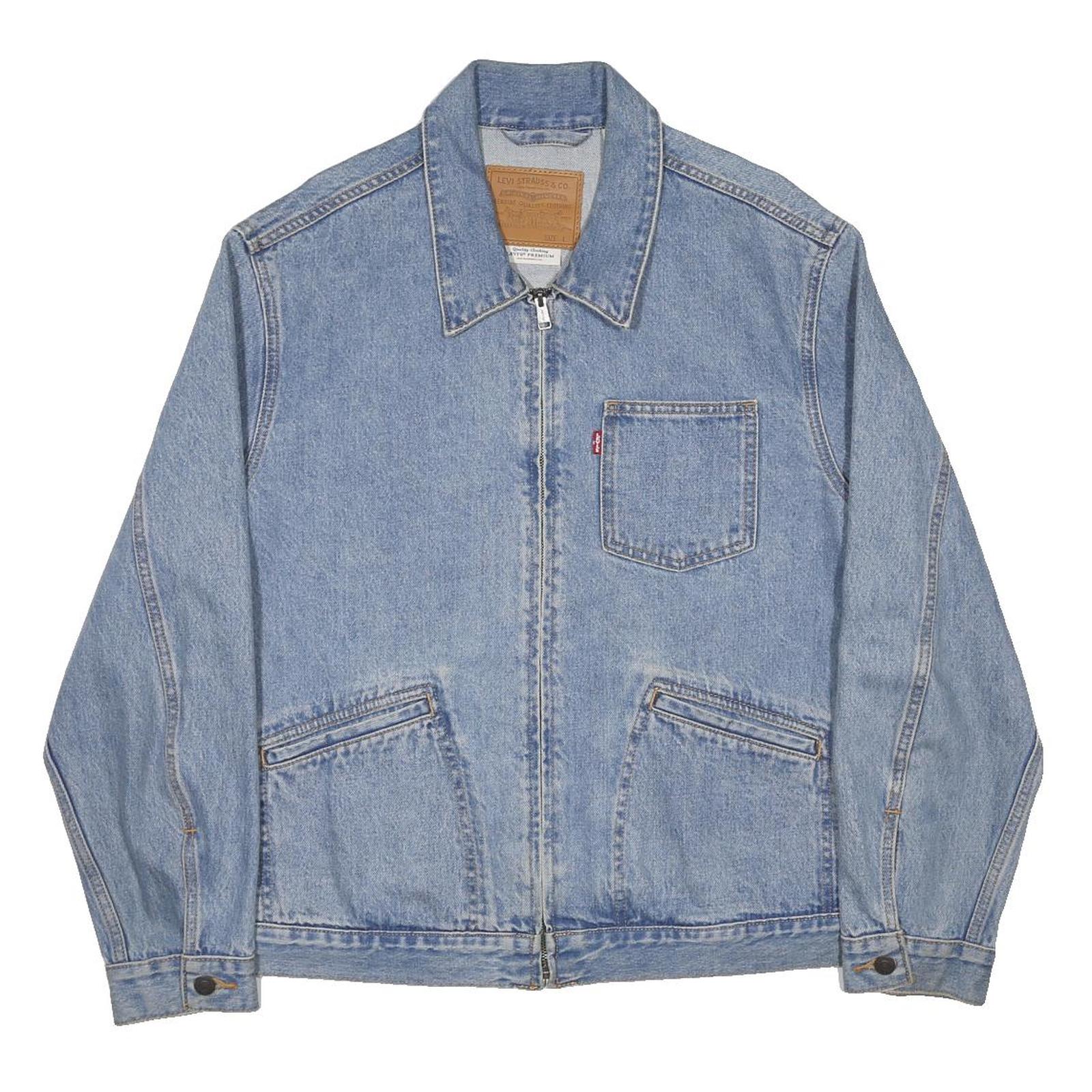 LEVI'S Mechanic's Trucker Mens Blue Denim Zip Jacket L Cotton Casual Classic