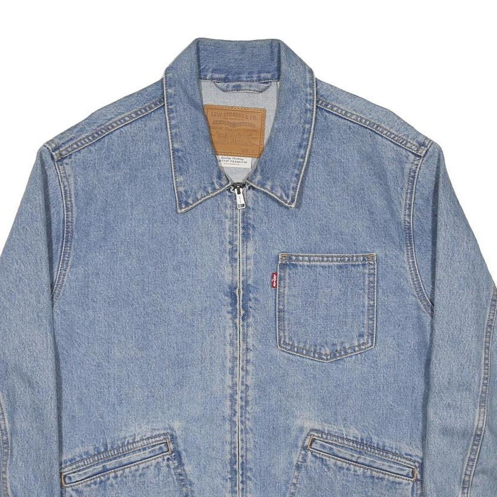 LEVI'S Mechanic's Trucker Mens Blue Denim Zip Jacket L Cotton Casual Classic