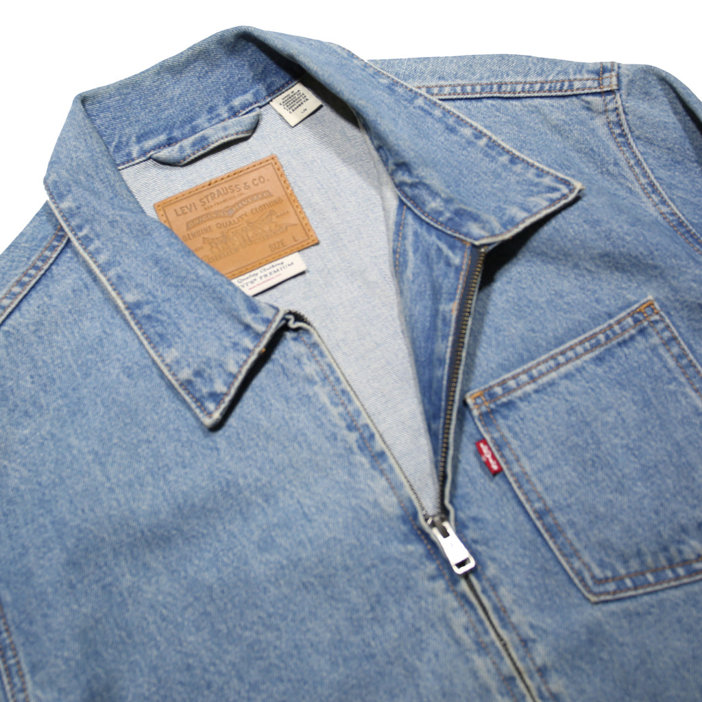 LEVI'S Mechanic's Trucker Mens Blue Denim Zip Jacket L Cotton Casual Classic