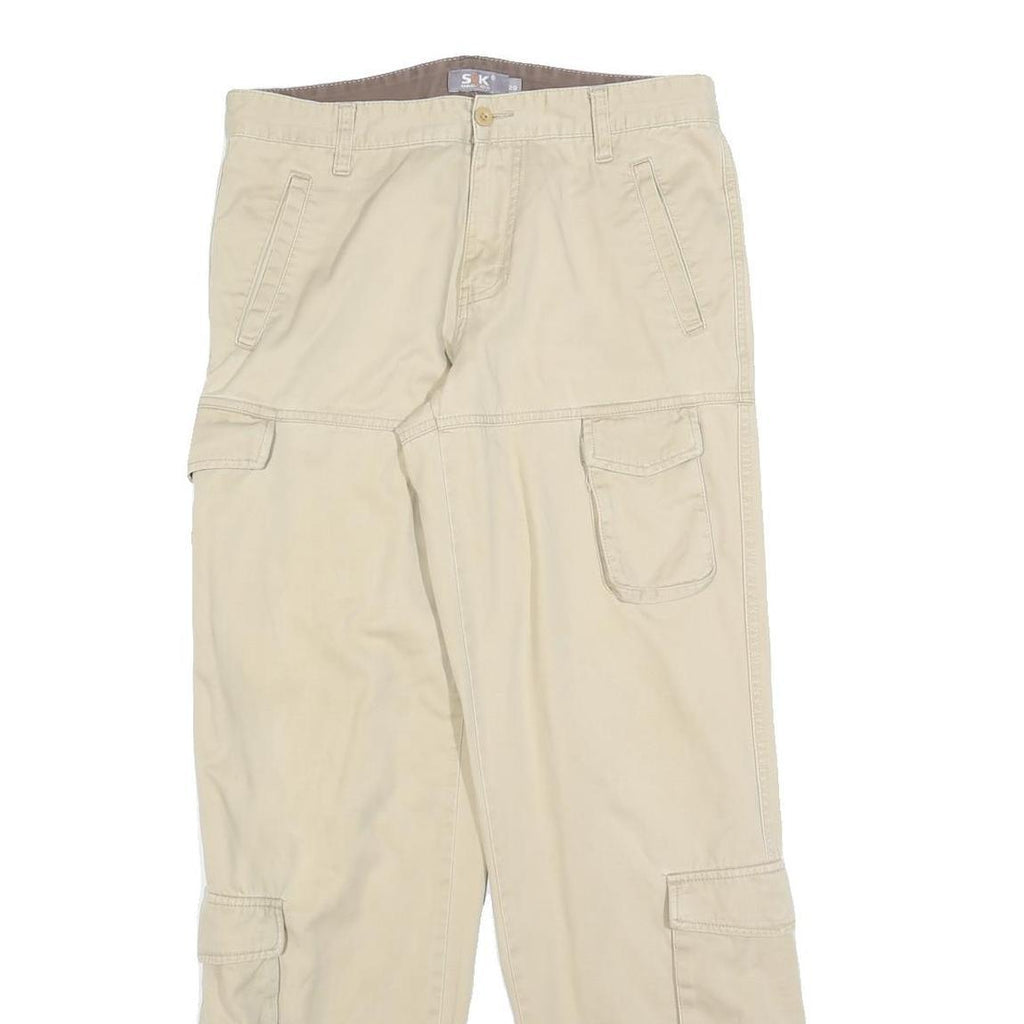 SAMUEL & KEVIN Womens Cotton Blend Beige Regular Fit Cargo Trousers W29 L30