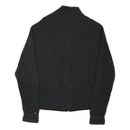 TOMMY HILFIGER Mens Black Heavy Knit Zip Up Jumper Crew Neck XL Cotton Blend