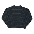 Mens Blue Patterned Jumper Crew Neck Basic Knit Regular L Cotton Blend Casual
