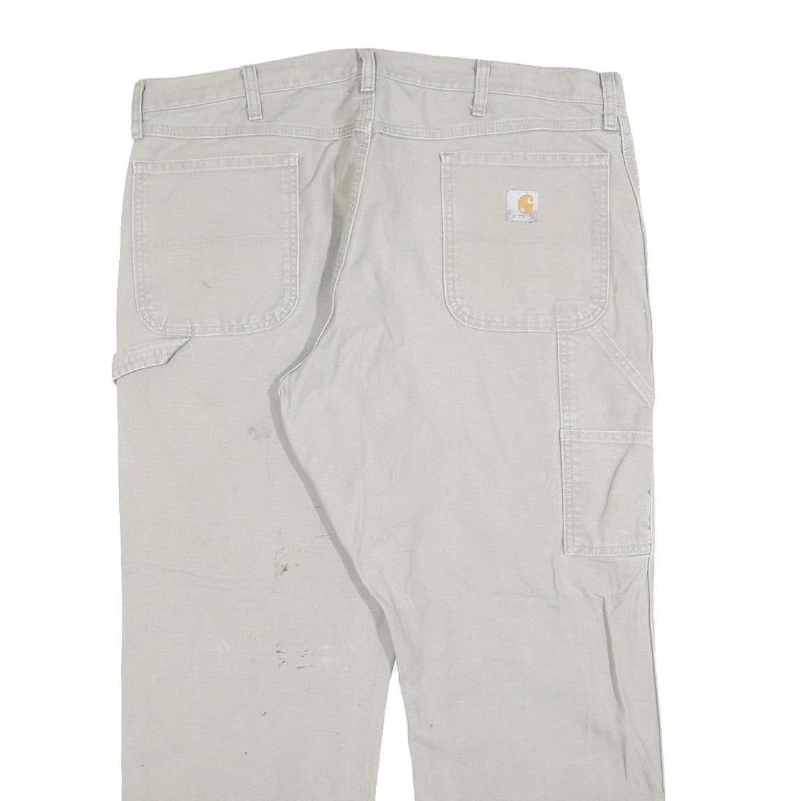 CARHARTT Mens Regular Fit Beige Cotton Blend Straight Leg Trousers W38 L30