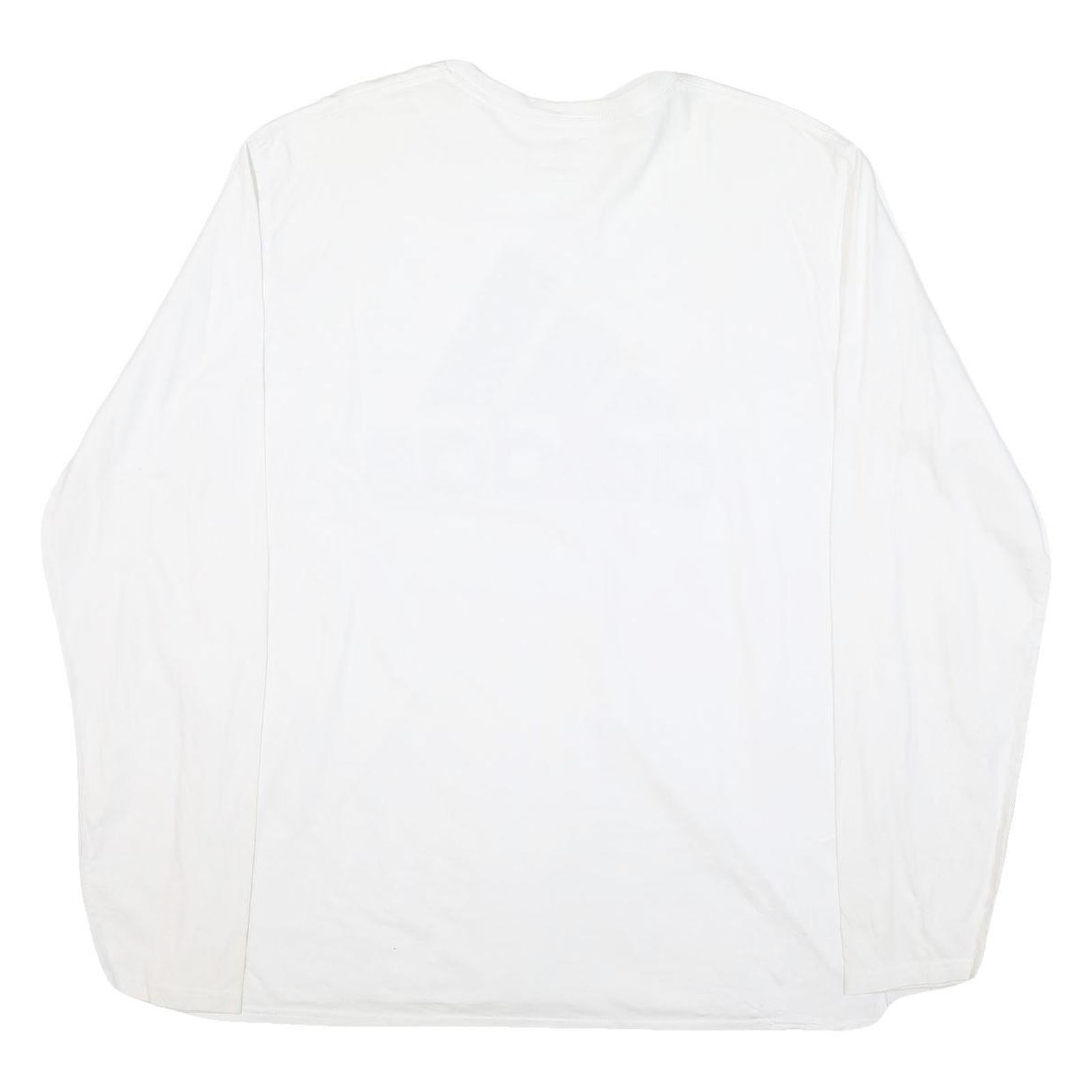 ADIDAS Mens White & Black Logo Modern T-Shirt L Long Sleeve Crew Neck Cotton