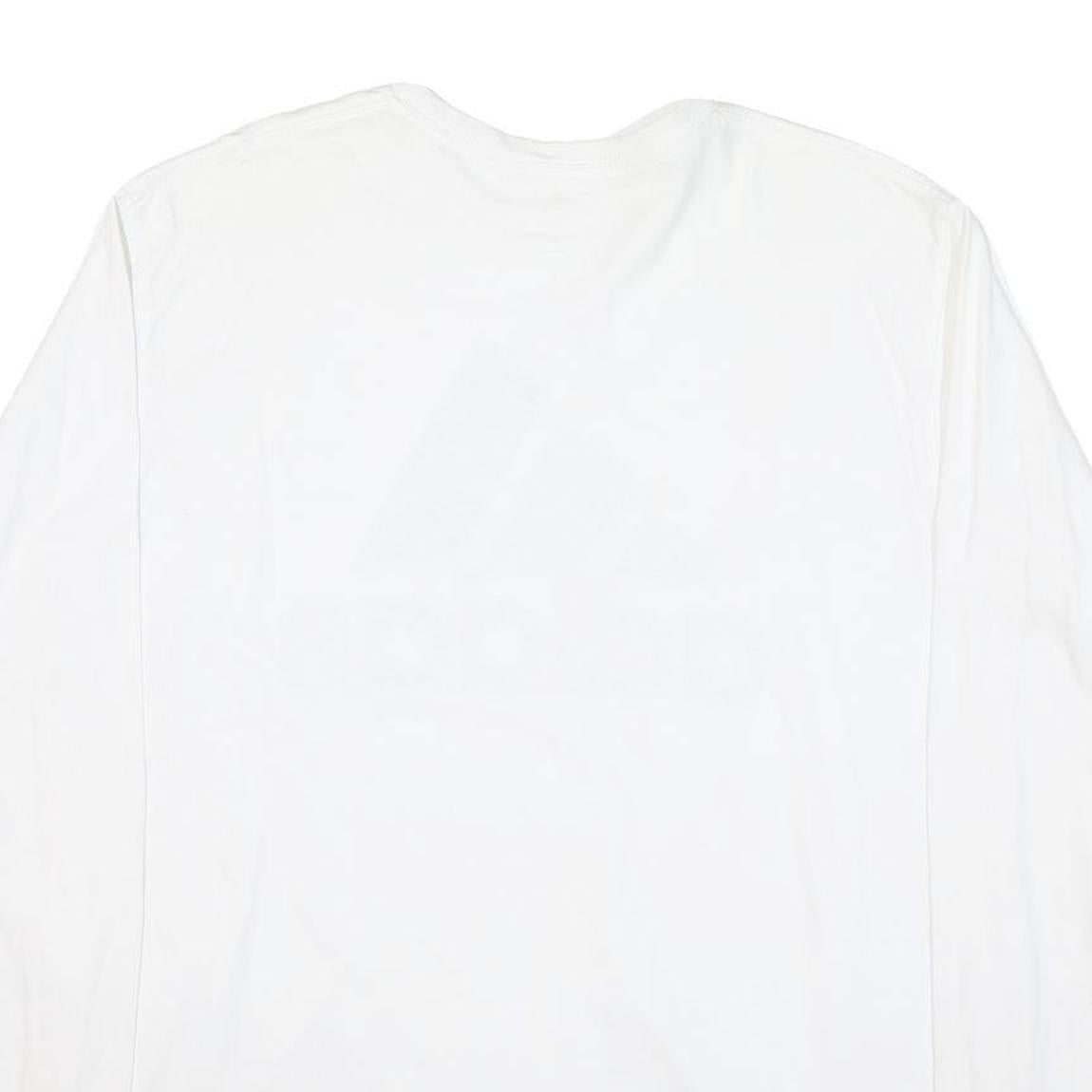 ADIDAS Mens White & Black Logo Modern T-Shirt L Long Sleeve Crew Neck Cotton