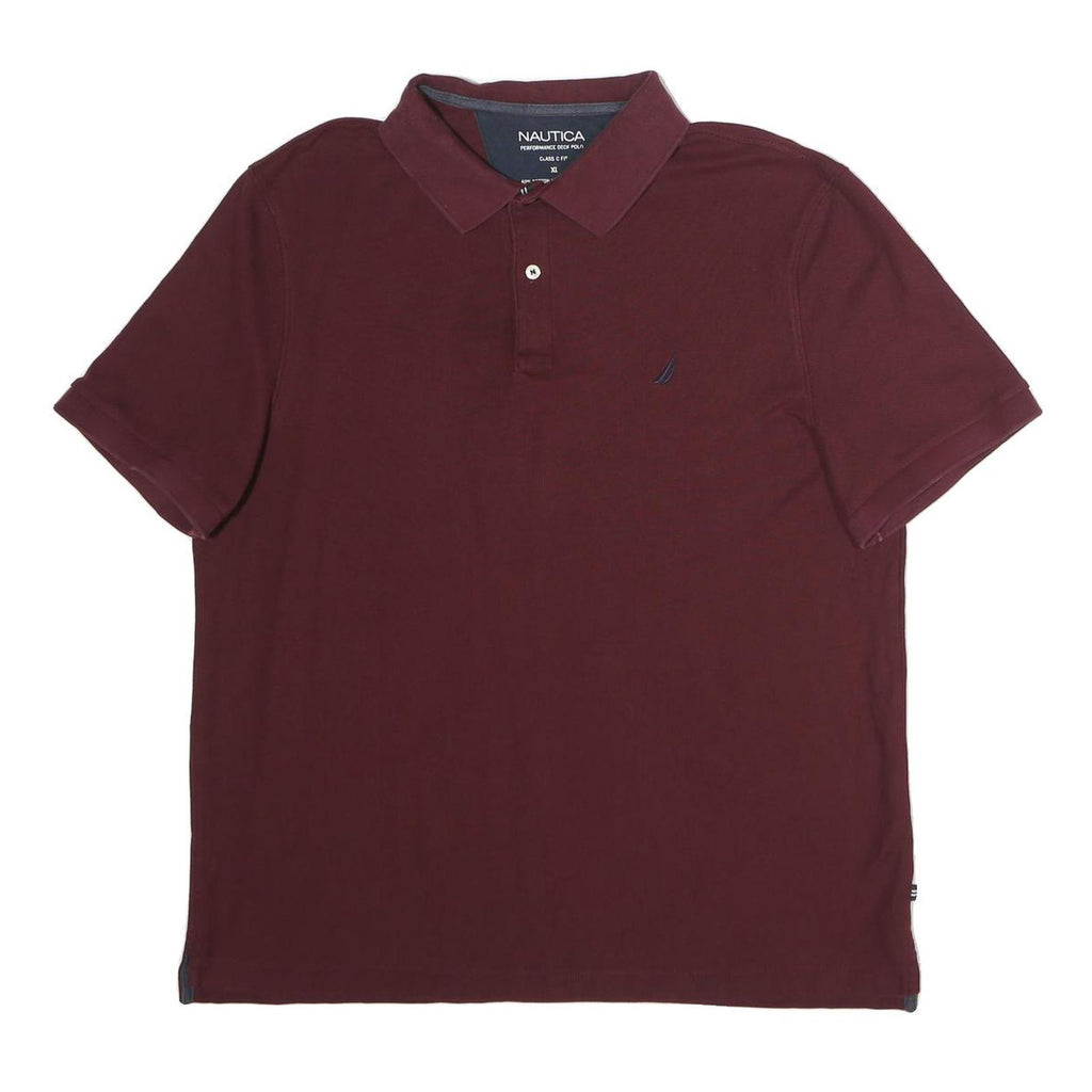 NAUTICA Mens Maroon XL Cotton Short Sleeve Classic Polo Shirt Performance Deck