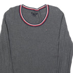 TOMMY HILFIGER Womens Grey Cable Knit Crew Neck Jumper M Casual Cotton Blend