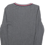 TOMMY HILFIGER Womens Grey Cable Knit Crew Neck Jumper M Casual Cotton Blend