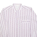 MASSIMO DATTI Mens White & Lilac Striped Shirt M Classic Fit Casual Style