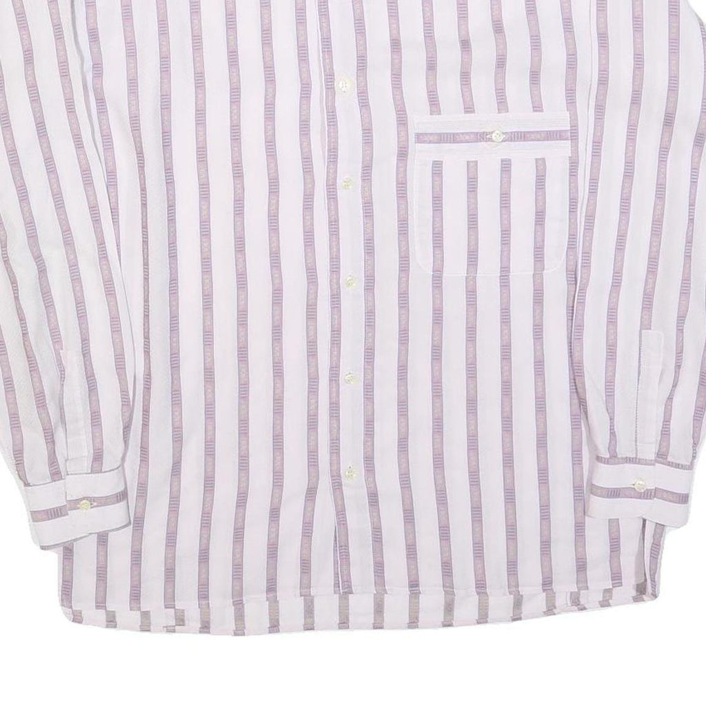 MASSIMO DATTI Mens White & Lilac Striped Shirt M Classic Fit Casual Style
