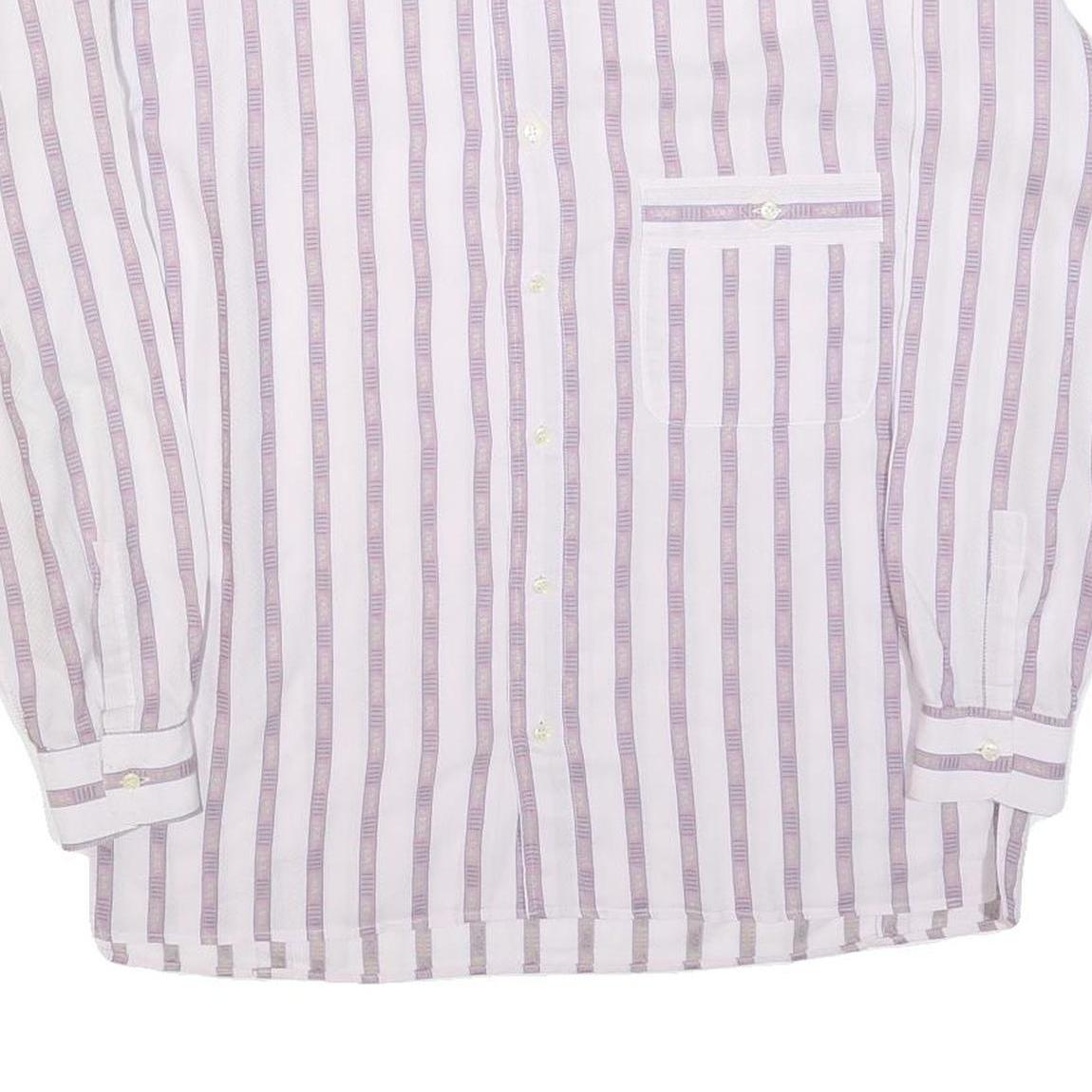 MASSIMO DATTI Mens White & Lilac Striped Shirt M Classic Fit Casual Style