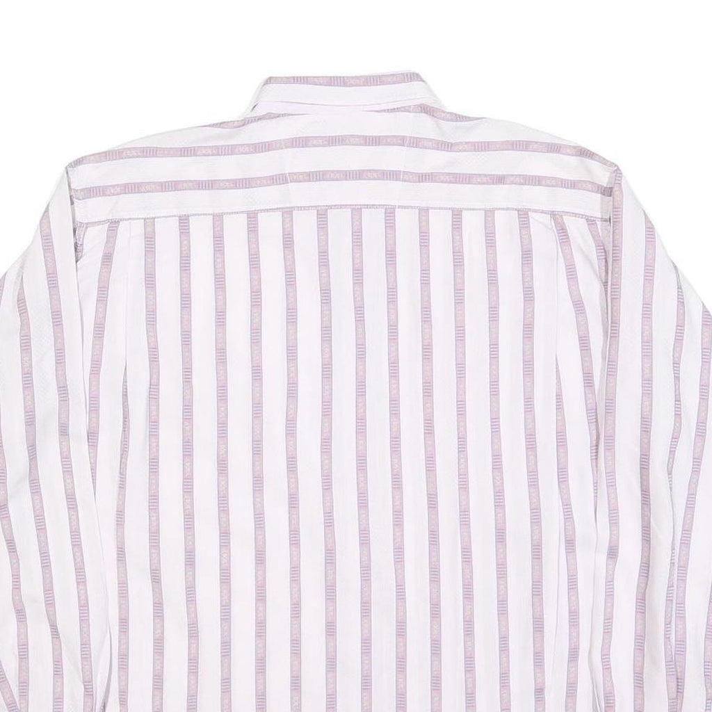 MASSIMO DATTI Mens White & Lilac Striped Shirt M Classic Fit Casual Style