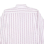 MASSIMO DATTI Mens White & Lilac Striped Shirt M Classic Fit Casual Style