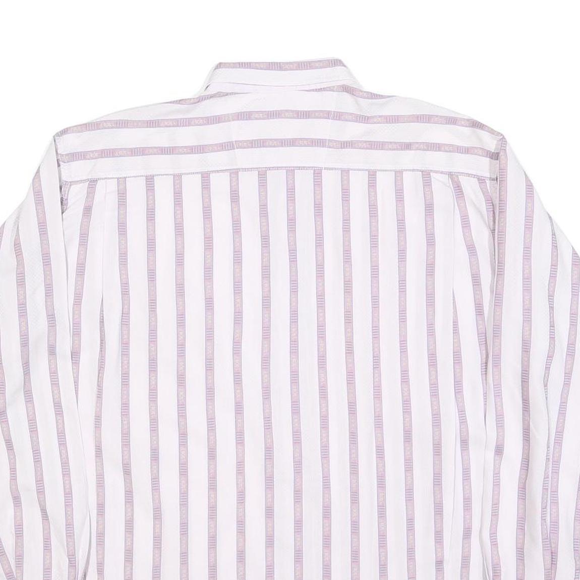 MASSIMO DATTI Mens White & Lilac Striped Shirt M Classic Fit Casual Style