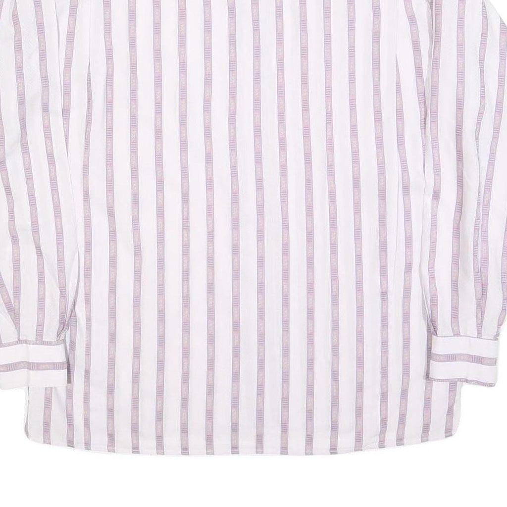 MASSIMO DATTI Mens White & Lilac Striped Shirt M Classic Fit Casual Style