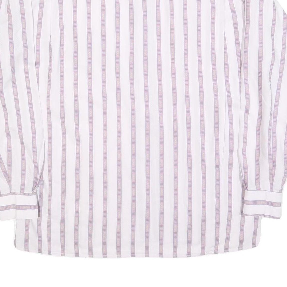 MASSIMO DATTI Mens White & Lilac Striped Shirt M Classic Fit Casual Style