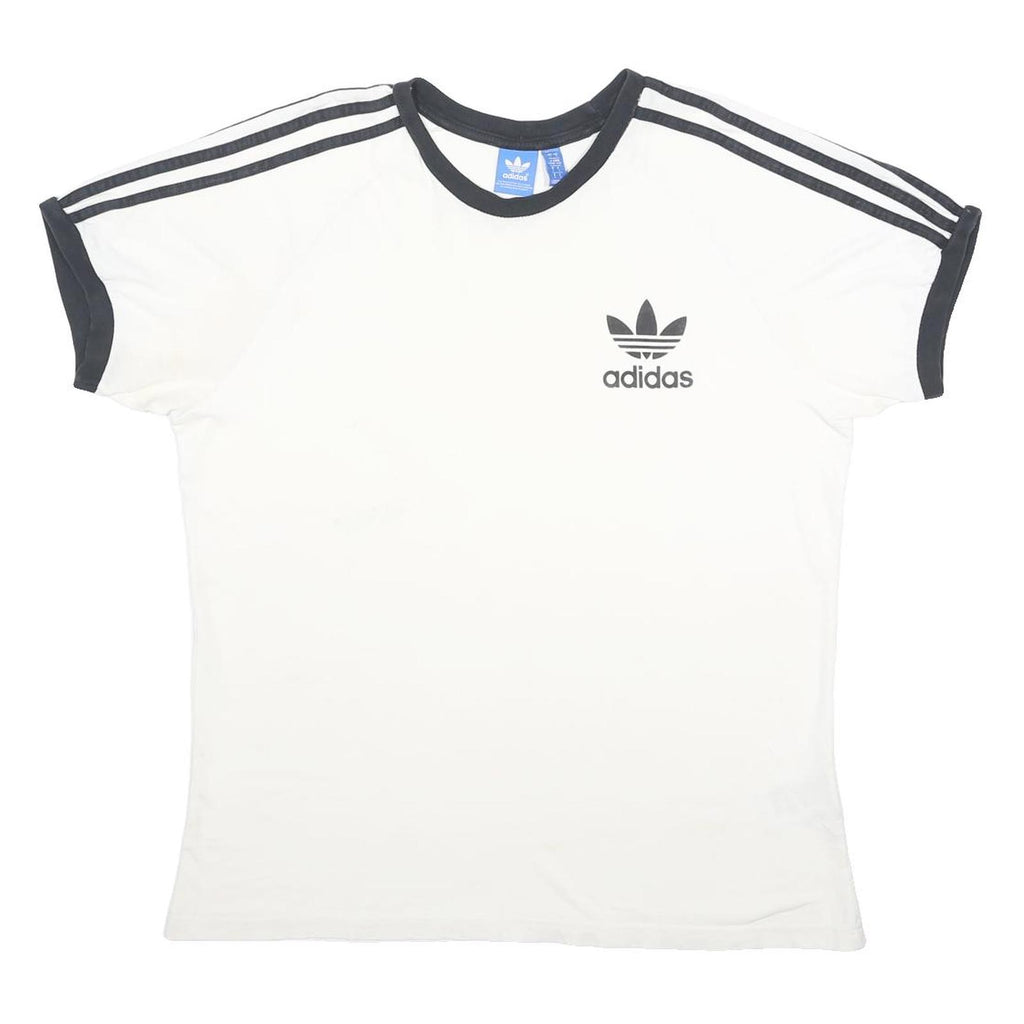 ADIDAS Mens White & Black Classic T-Shirt L Short Sleeve Crew Neck Sportswear