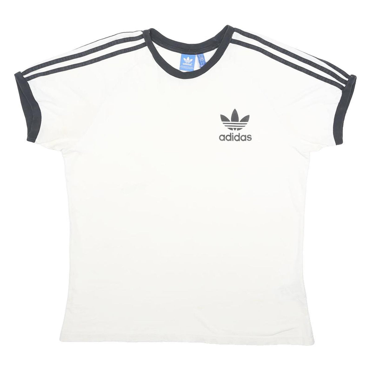 ADIDAS Mens White & Black Classic T-Shirt L Short Sleeve Crew Neck Sportswear