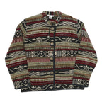 Womens Brown & Burgundy Button Cotton Blend Patterned Jacket L Casual Outerwear