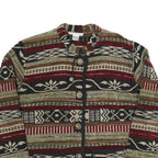 Womens Brown & Burgundy Button Cotton Blend Patterned Jacket L Casual Outerwear