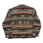 Womens Brown & Burgundy Button Cotton Blend Patterned Jacket L Casual Outerwear