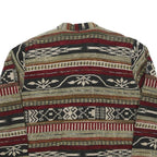 Womens Brown & Burgundy Button Cotton Blend Patterned Jacket L Casual Outerwear