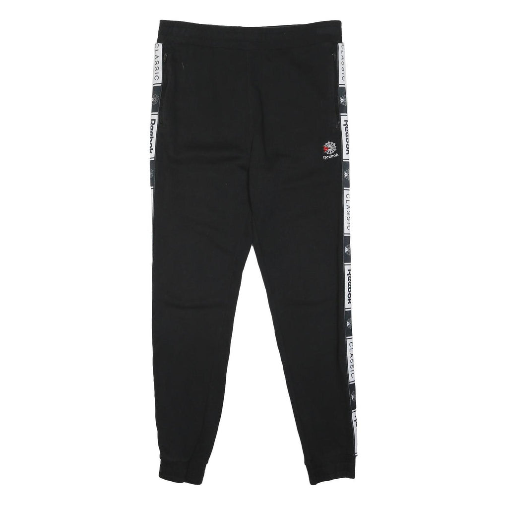REEBOK Mens Joggers Black & White Classic Logo Slim Tapered M W33 L30