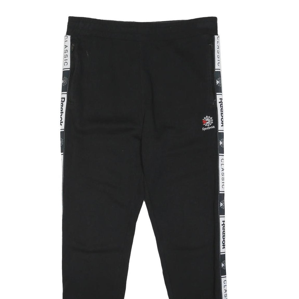 REEBOK Mens Joggers Black & White Classic Logo Slim Tapered M W33 L30