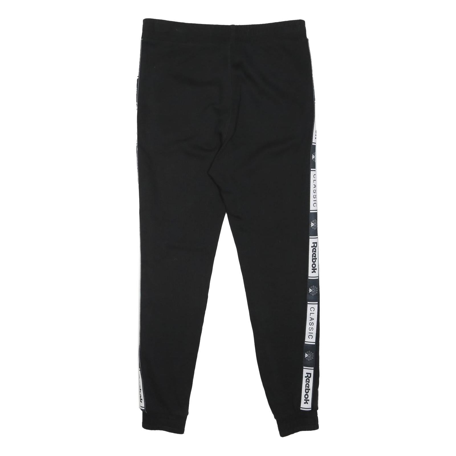 REEBOK Mens Joggers Black & White Classic Logo Slim Tapered M W33 L30