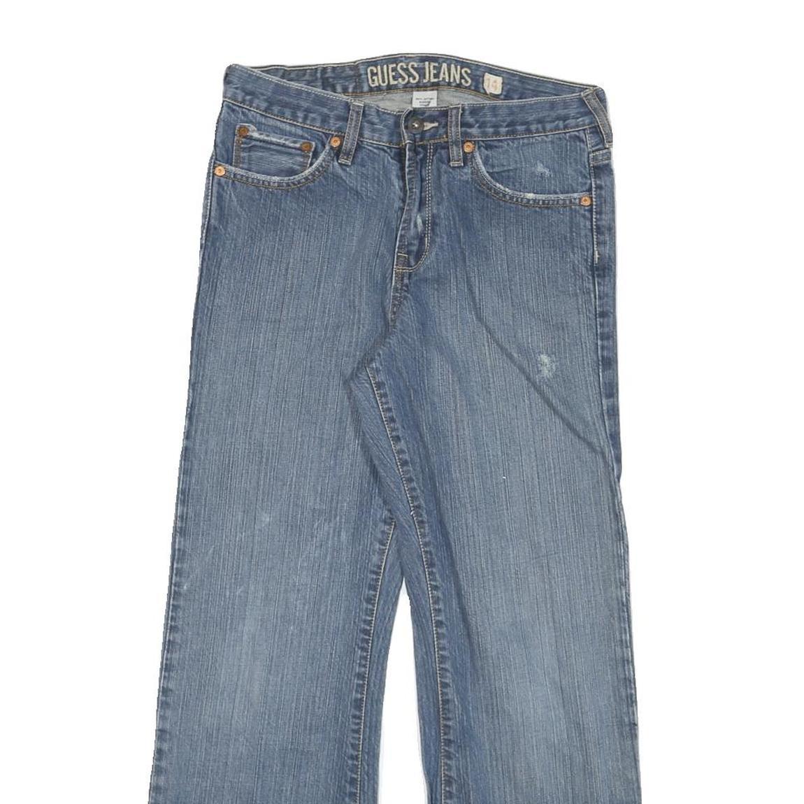 GUESS Womens Blue Regular Fit Straight Denim Medium Wash Jeans W28 L27 Classic