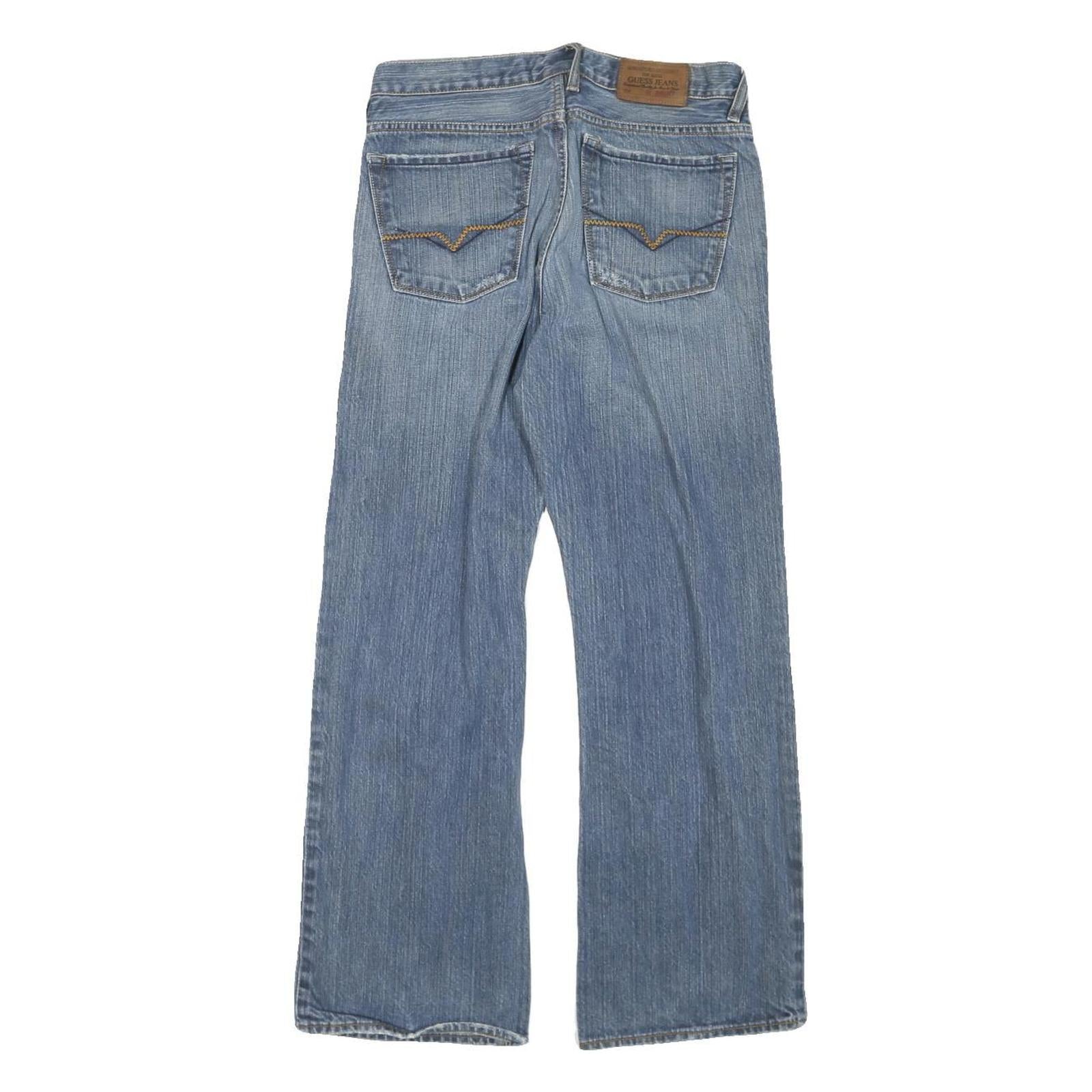 GUESS Womens Blue Regular Fit Straight Denim Medium Wash Jeans W28 L27 Classic