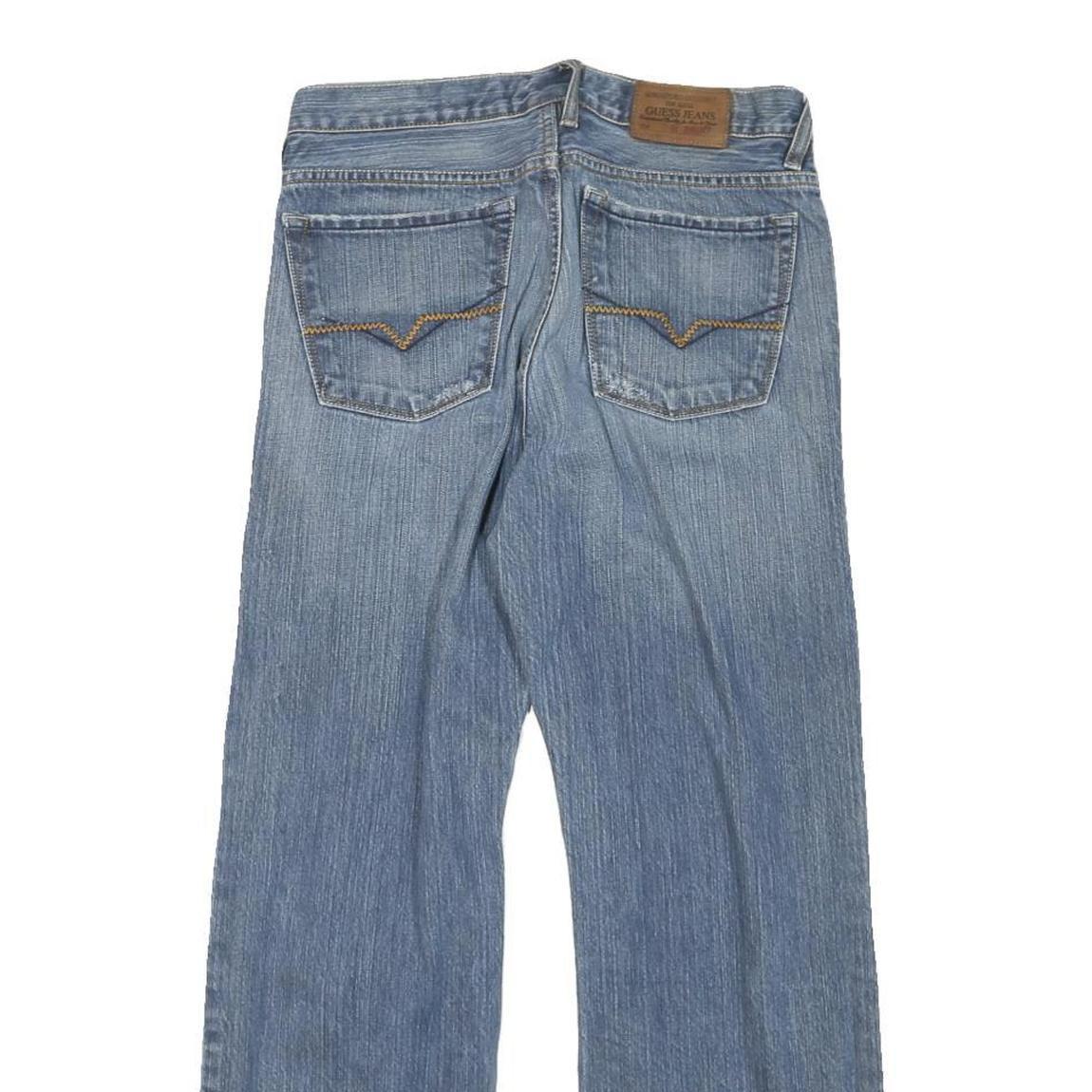 GUESS Womens Blue Regular Fit Straight Denim Medium Wash Jeans W28 L27 Classic