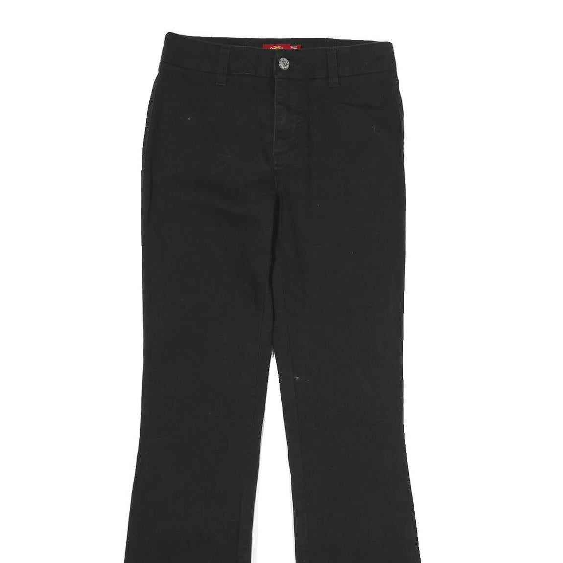DICKIES Womens Black Cotton Slim Flared Trousers W25 L31 Classic Workwear
